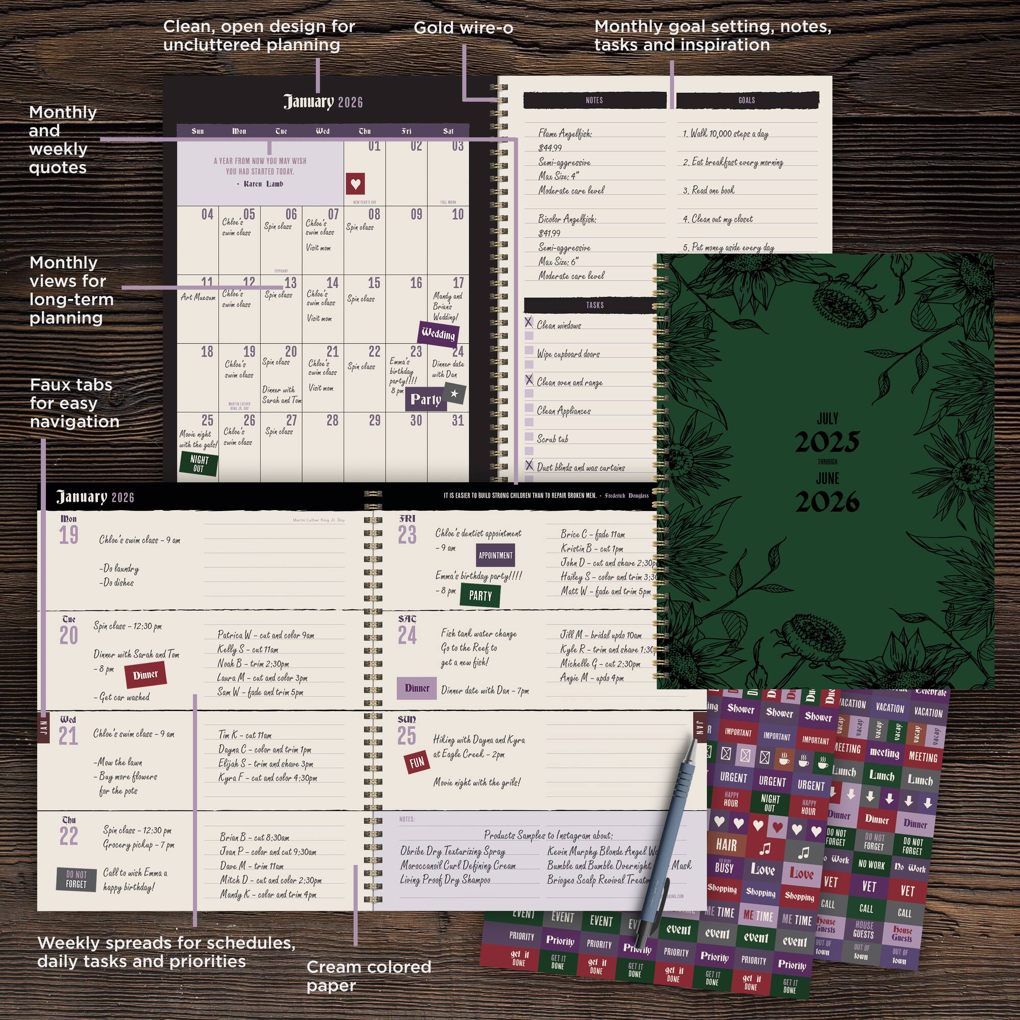 TF Publishing 2025-2026 Garden of Green Large Weekly/Monthly Planner